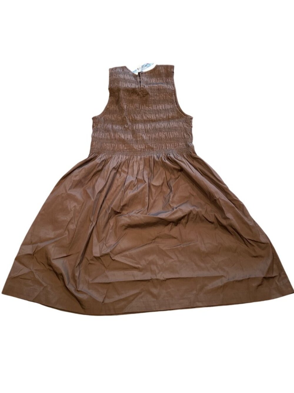 NWT Madewell Melody Smocked Mini Dress Women's Sz S Brown Sleeveless Pockets - Picture 5 of 11